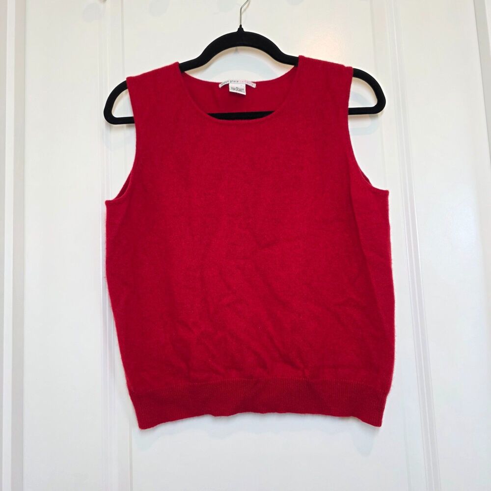 Evelyn Grace Cashmere Sweater Vest Sz XL Old Money Red Holiday Classic